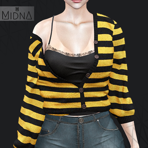 MIDNA - Reeve Cardigan Striped Ed. - YELLOW [ADD]