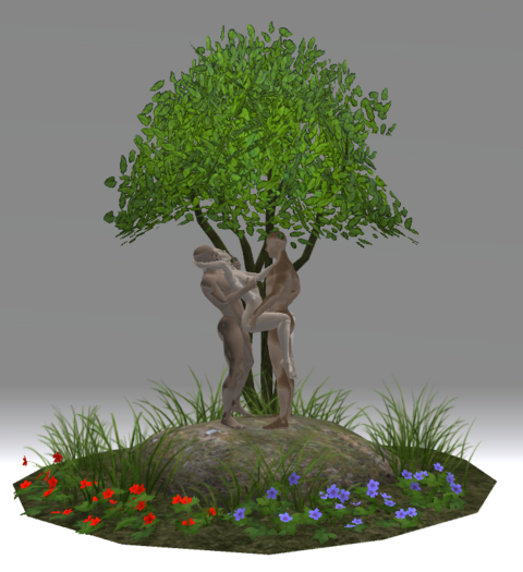 Beautiful Romantic Garden Statue Sculpture Art Scene of Three Lovers Two Men & One Woman Love