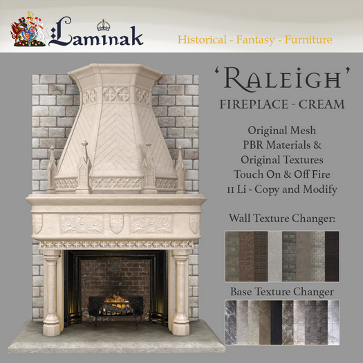 Laminak - Raleigh Fireplace - Cream Stone