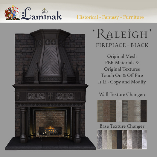 Laminak - Raleigh Fireplace - Black Wood