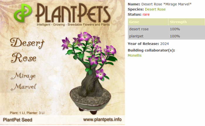 PlantPet Seed [Desert Rose *Mirage Marvel*]