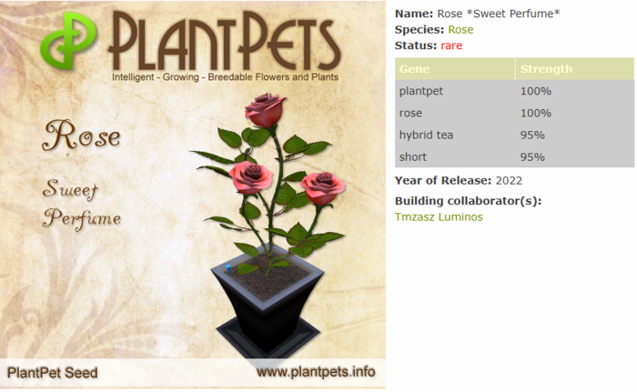 PlantPet Seed [Rose *Sweet Perfume*]