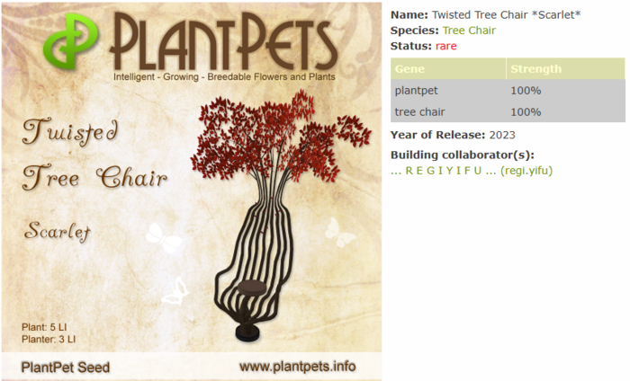 PlantPet Seed [Twisted Tree Chair *Scarlet*]
