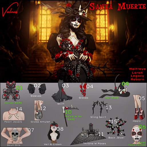 08. Santa Muerte Veil and Roses Crown