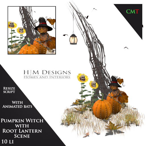 Pumpkin Witch with Root Lantern Scene