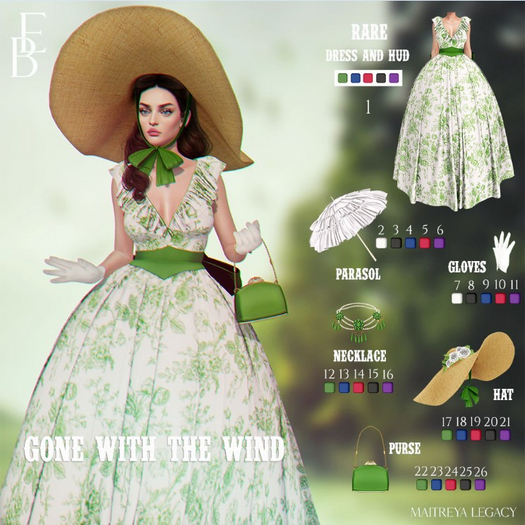 1. BE - Gone With The Wind - Maitreya Dress RARE DRESS + HUD