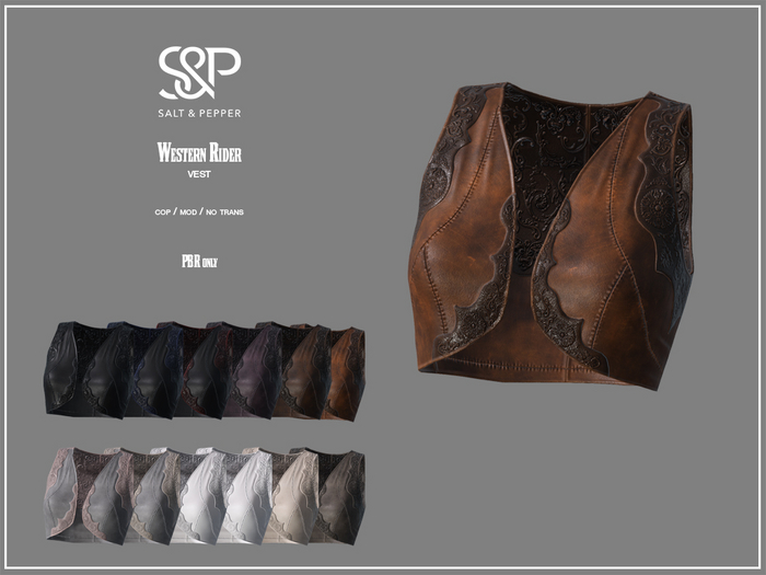 S&P Western Rider leather vest Maitreya PetiteX - PBR