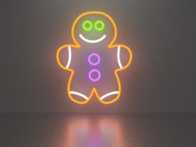Gingerbread man Christmas New Year neon sign Full Permission