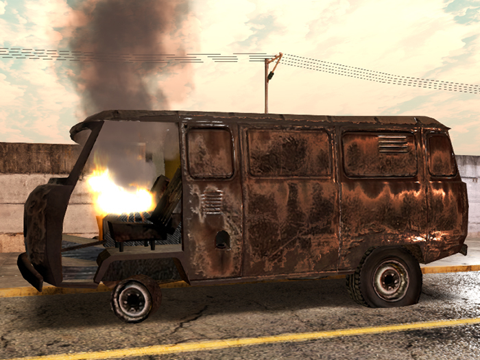 Wrecked Van - PBR  - Low prim