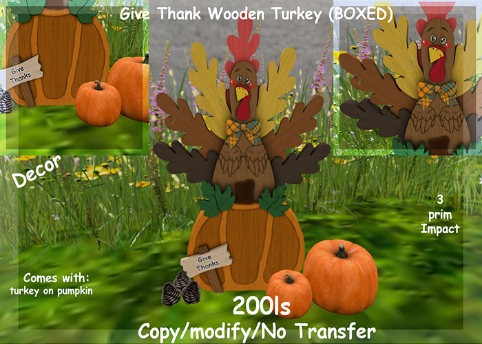 Give Thank Wooden Turkey (BOXED)