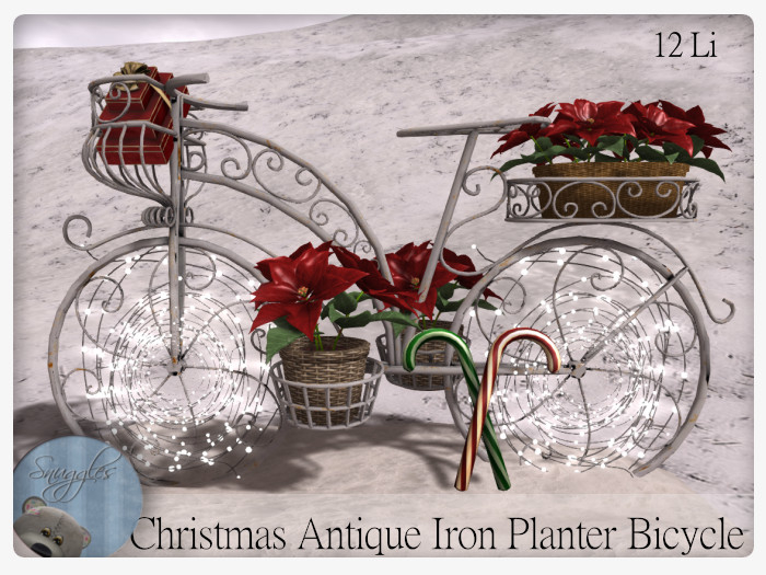 Christmas Antique Iron Planter Bicycle  