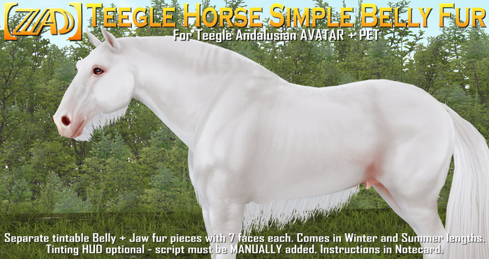 [ZAD] Teegle Horse Simple Belly Fur: Andalusian