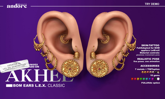 Second Life Marketplace - ANDORE - * acc + ears * - Akhel (Classic) [F\M]