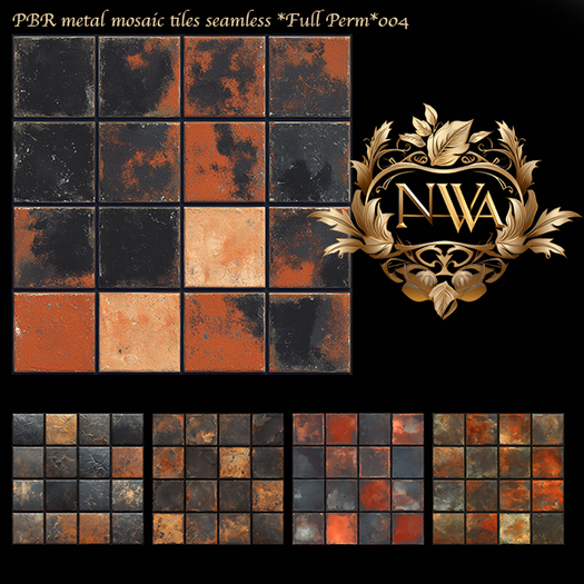 5pc PBR metal mosaic tiles seamless *Full Perm* 004