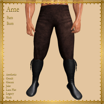 Second Life Marketplace - .: HD :. Arne Pants & Boots ~ Brown & Black
