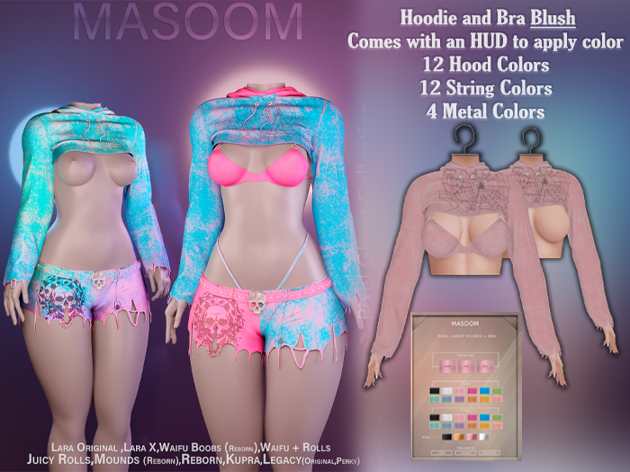 [[ Masoom ]] Pixel Ghost Hoodie y Bra - Blush 