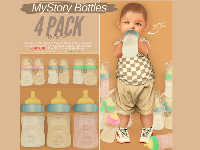 HAUS // 4 Pack // Green // Playful Bottles // UNPACK