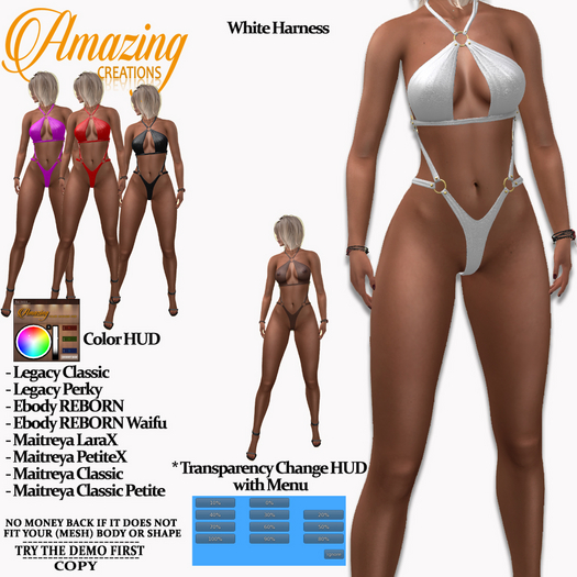 AmAzInG CrEaTiOnS White Harness (endless colors) (Transparency Change HUD with Menu)
