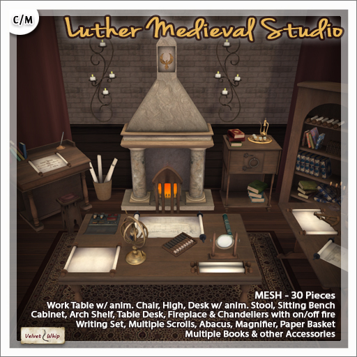 [V/W] Luther Medieval Studio - 30 Items Medieval Fantasy / Renaissance Set - Mesh Furniture