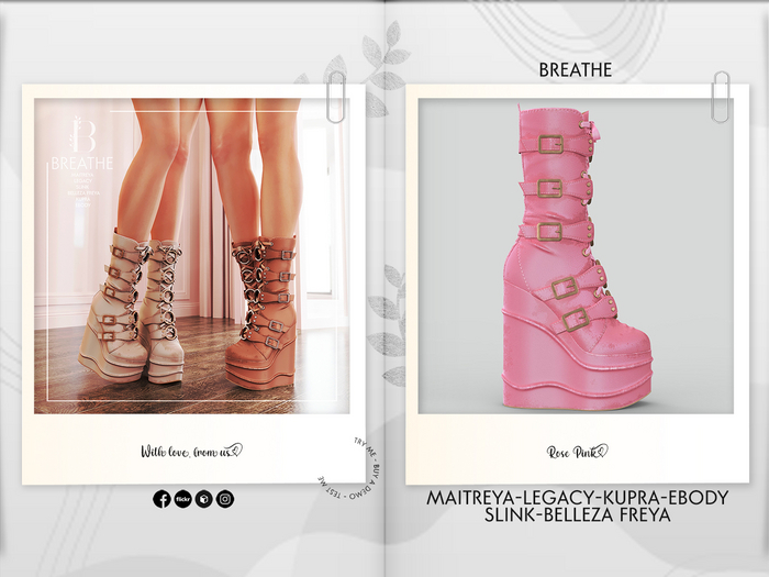 [BREATHE]-Kazusu Boots-Rose Pink-( For Maitreya Lara & eBody & Kupra & Slink and Belleza-F)