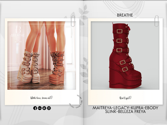 [BREATHE]-Kazusu Boots-Red Lips-( For Maitreya Lara & eBody & Kupra & Slink and Belleza-F)