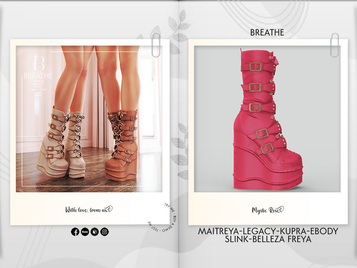[BREATHE]-Kazusu Boots-Mystic Pink-( For Maitreya Lara & eBody & Kupra & Slink and Belleza-F)