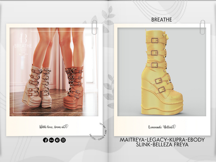 [BREATHE]-Kazusu Boots-Lemonade Yellow-( For Maitreya Lara & eBody & Kupra & Slink and Belleza-F)