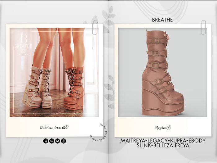 [BREATHE]-Kazusu Boots-Hazelnut-( For Maitreya Lara & eBody & Kupra & Slink and Belleza-F)