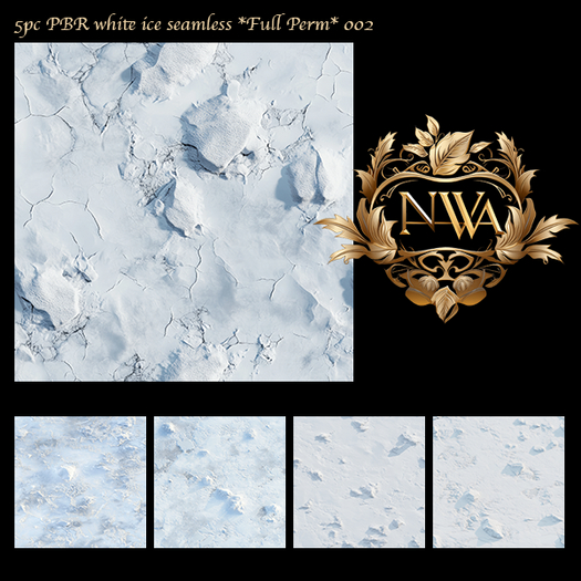 5pc PBR white ice texture seamless *Full Perm* 002