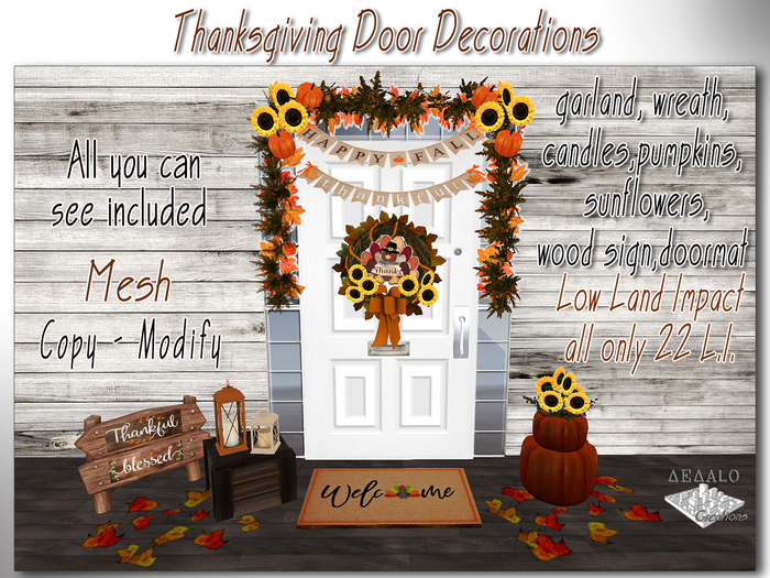 Thanksgiving Door Decorations  - Mesh - NEW - Special Price - All you can see included!!! 