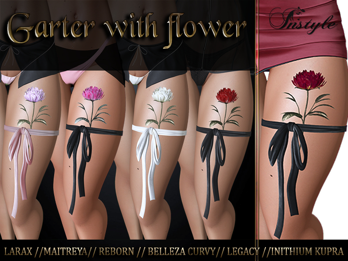 Sale !! InStyle Garters & Flower  Black/Red