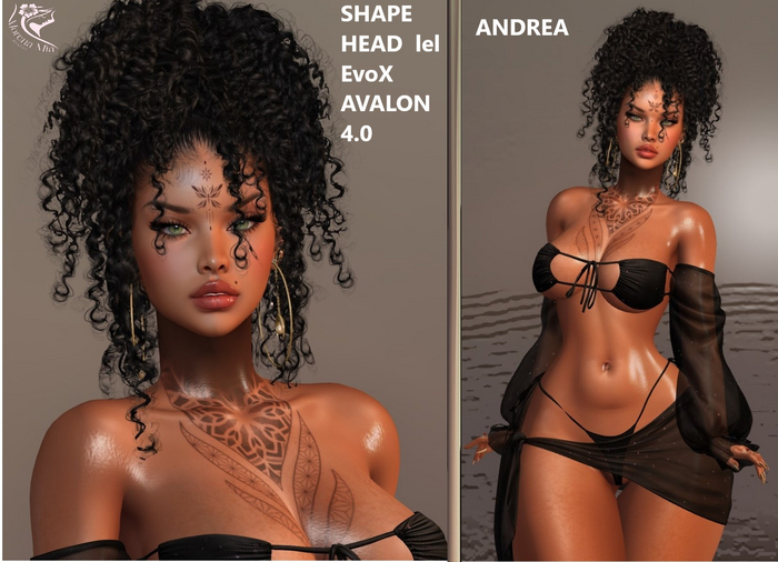 ANDREA SHAPE HEAD EvoX  AVALON 4.0 Lelutka (Maitreya,larax,legacy,Bombshell,,Reborn,Erika ,,Belleza Gen.X Curvy.Kupra