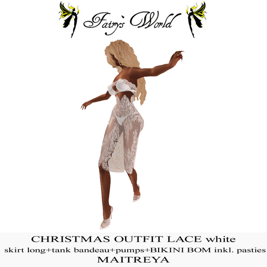 *Fairy`s World* CHRISTMAS OUTFIT skirt+top+shoes lace WHITE
