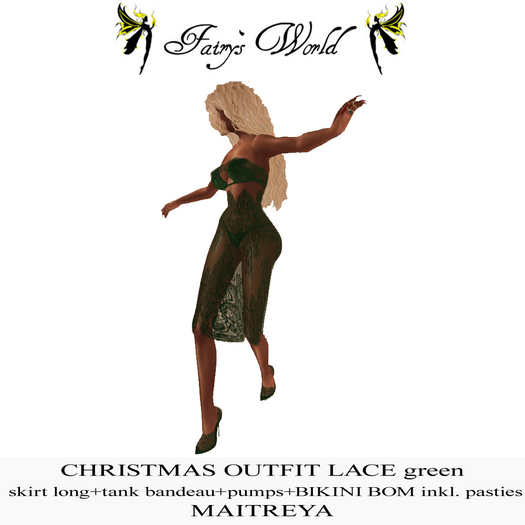 *Fairy`s World* CHRISTMAS OUTFIT skirt+top+shoes lace GREEN