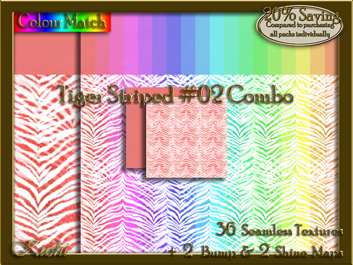 Tiger Striped #02 COMBO Seamless Texture Bundle