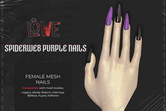 ! Lowe - Spider Web - Purple Nails