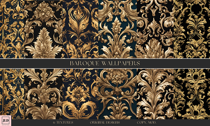 JLD - Baroque Wallpaper Textures (Black and Gold)