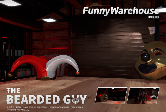 Funny Warehouse Backdrop - The Bearded Guy