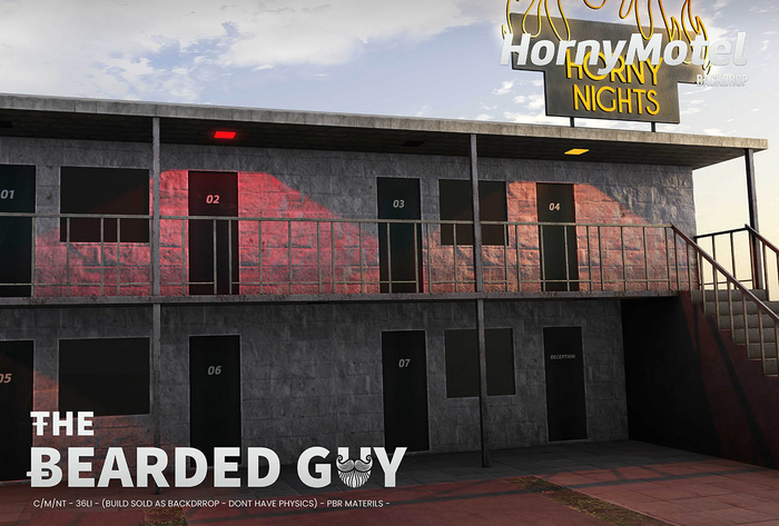 Horny Motel Backdrop - The Bearded Guy