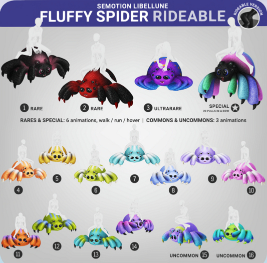 SEmotion Libellune Fluffy Spider Rideable COMMON 10