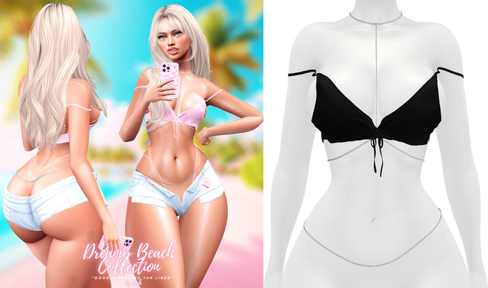 Lush - Dreamy Beach Top w/Chains Black