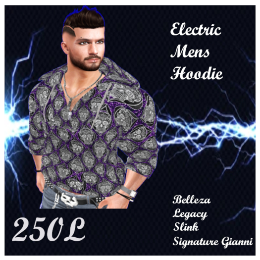 Electric  Mens Hoodie Skulls PURPLE