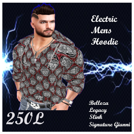 Electric  Mens Hoodie Skulls RED