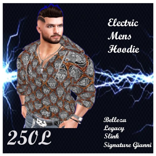 Electric  Mens Hoodie Skulls ORANGE