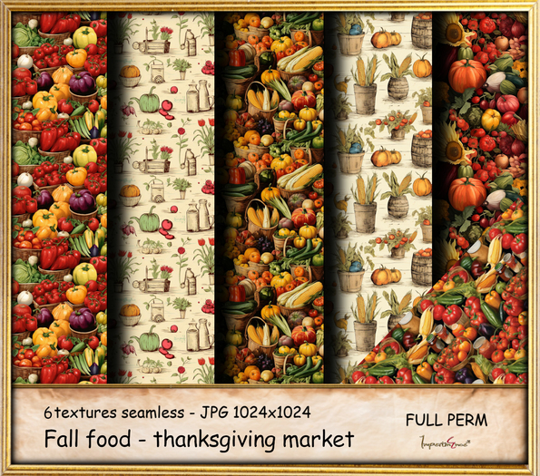 Second Life Marketplace - Fall food - thanksgiving market textures full ...