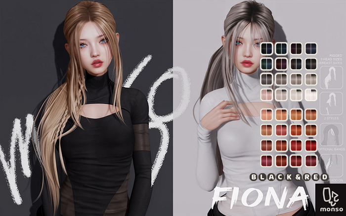 [monso] Fiona Hair /Black & Red