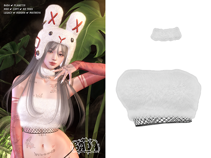 " BADA " Bunny Top White