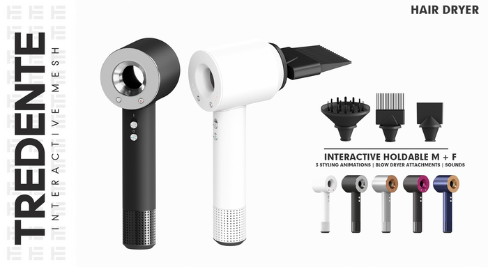 Tredente // Interactive Hair Dryer [WHITE] (Packed)