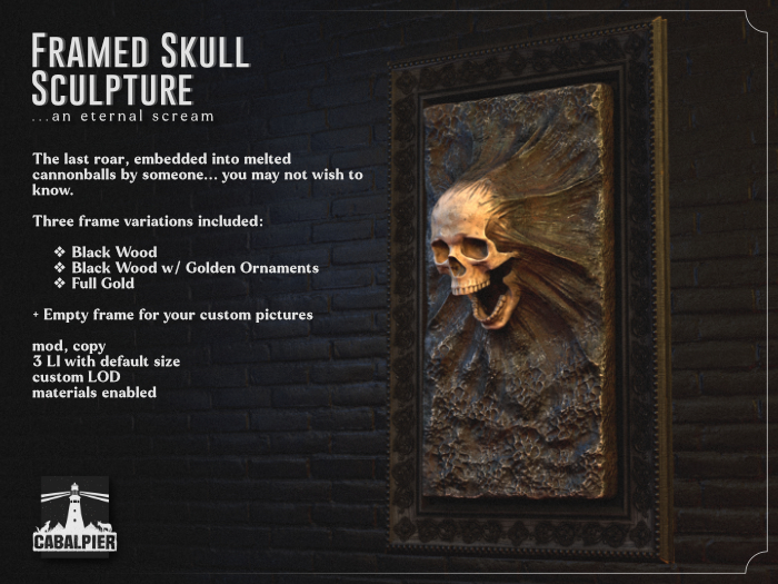 [CABALPIER] Framed Skull Sculpture - Iron Bone