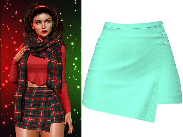Mia Buttoned Skirt 2.0 [Seafoam] - Maitreya Lara • LaraX • Petite • PetiteX • Legacy • Reborn Skirts